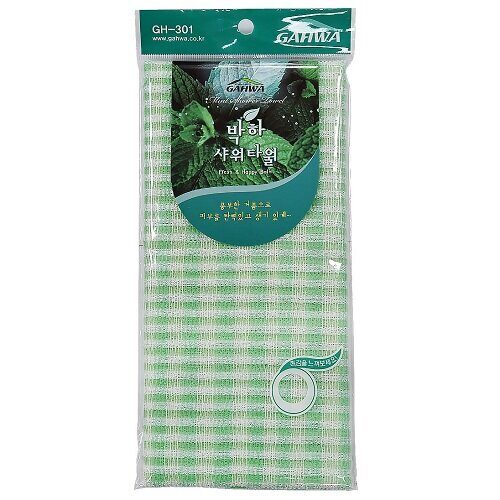 Корейская мочалка для тела с мятой Gahwа Mint Shower Towel (жесткая)