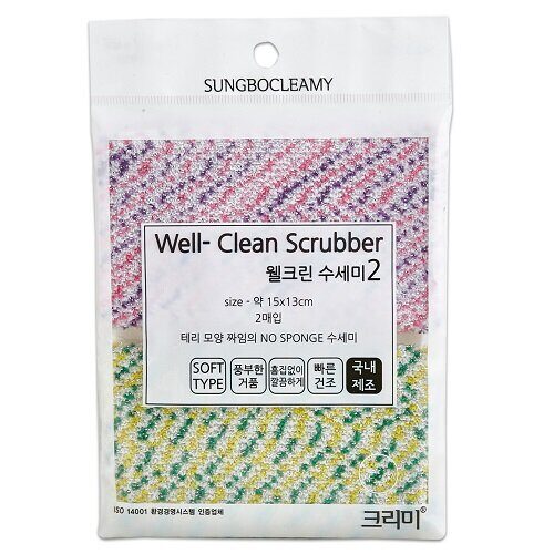 Скраббер для мытья посуды Sung Bo Cleamy Well-Clean Scrubber, 2 шт