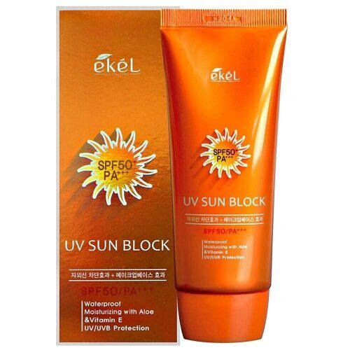 Солнцезащитный крем с экстрактом алоэ Ekel UV Sun Block SPF50 PA+++, 70 мл