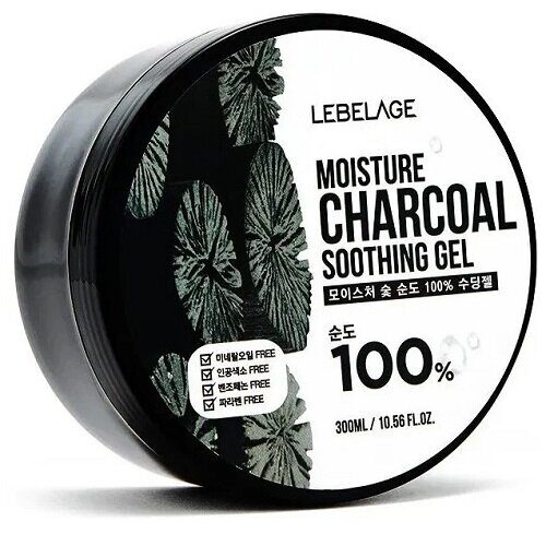 Гель универсальный с углём Lebelage Moisture Charcoal 100% Soothing Gel 300ml