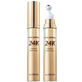 Сыворотка для лица питательная с роллером The Saem Royal Natural 24K Placenta Multi Serum