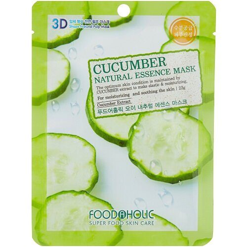 Тканевая маска с экстрактом огурца FoodAHolic 3D Cucumber Natural Essence Mask